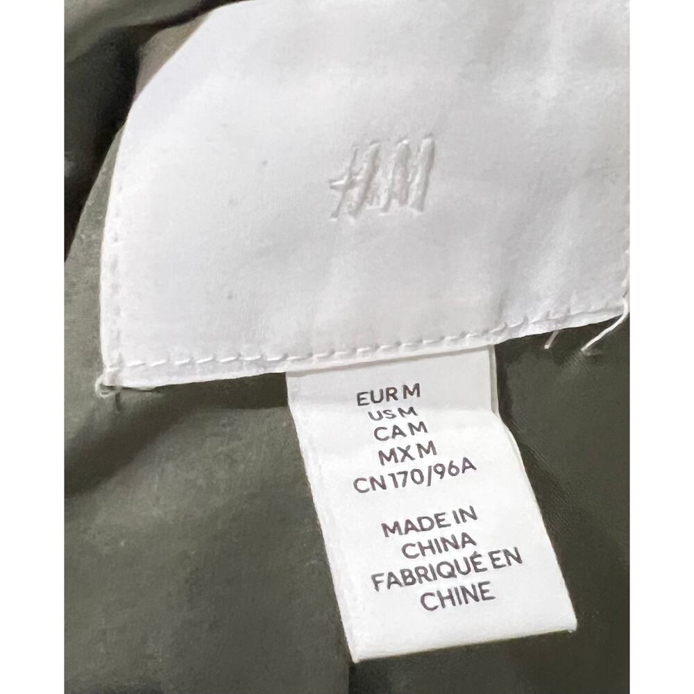 Womens Cropped Utility Jacket Sz M Cargo Coat Hood Pockets Green Adjustable H&M - Picture 8 of 9
